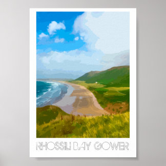 Rhossili Bay Gower - impressão de estilo Poster fe