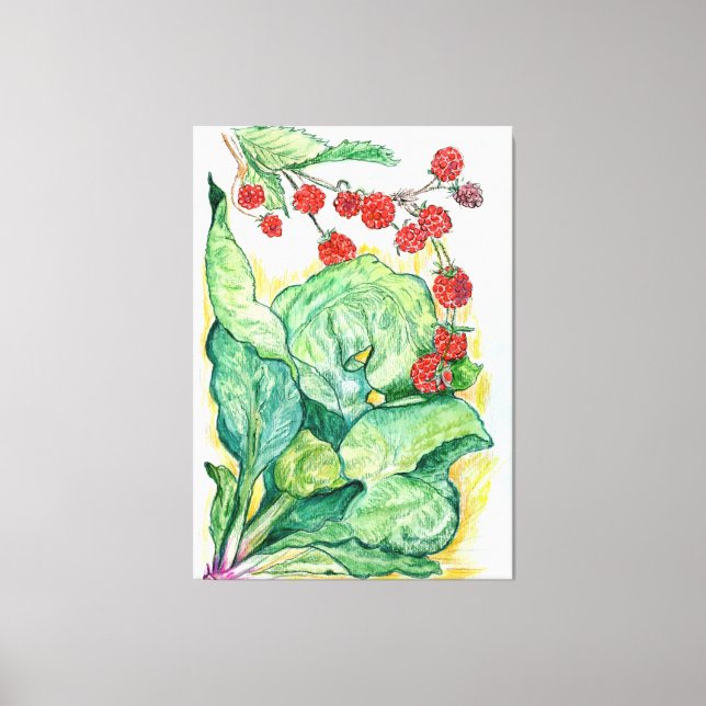 Rhubarb e Framboesas design na Canvas (Frente)