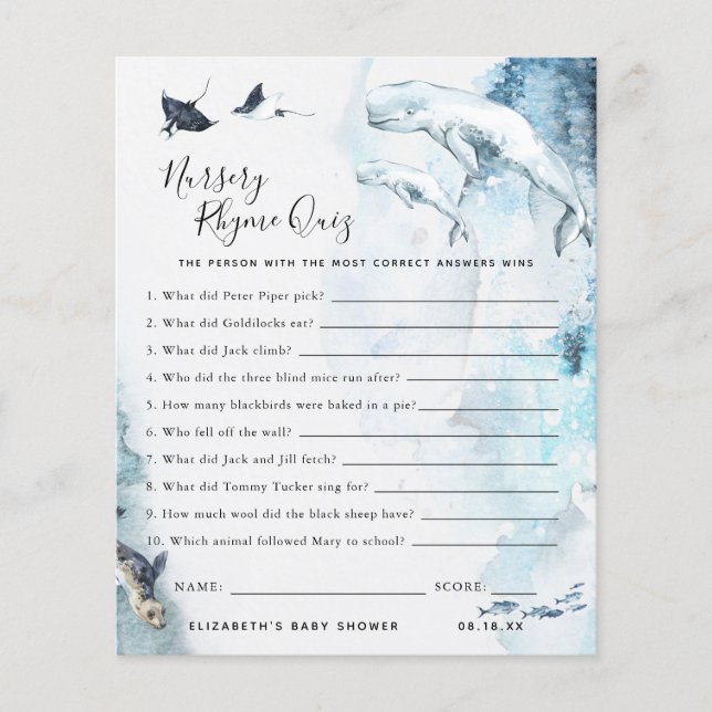 Rhyme Quiz | Jogo Chá de fraldas (Frente)