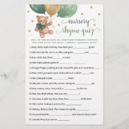 Rhyme Rhyme jogo Chá de fraldas de jogo Teddy Bear