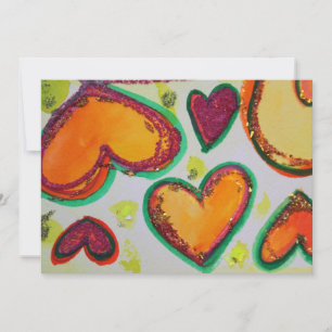 Ria Corações Cor-de-Rosa Convite Personalizado - C