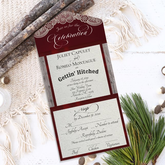 Ribbon & Lace Gettin' Hitched - Borgonha (Criador carregado)