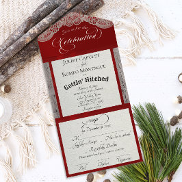 Ribbon & Lace Gettin 'Hitched - Vermelho