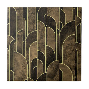 Rich Brown e Dourado padrão de Deco de Arte