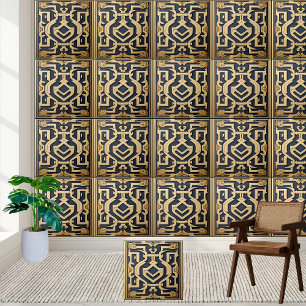 Rich Dourado Fundo Grego Azul