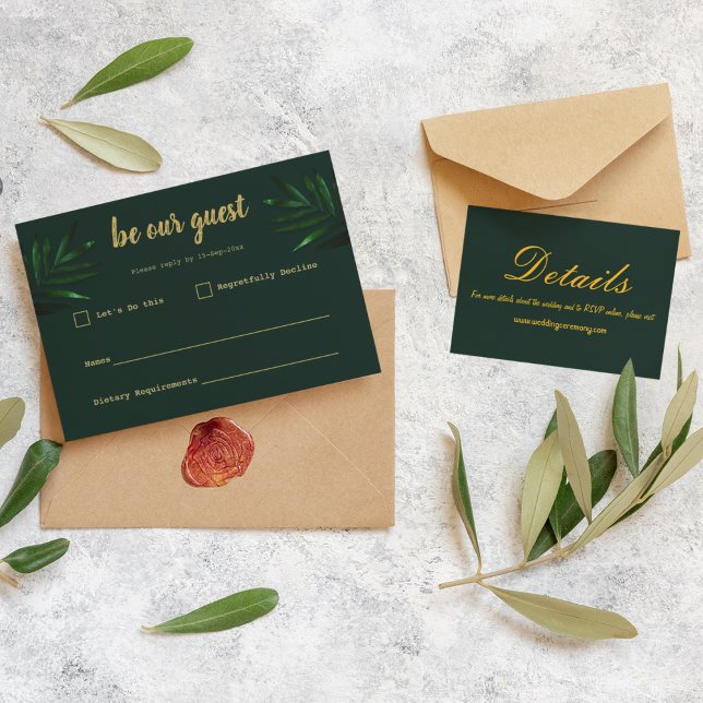 Rich Green Theme RSVP Card (RSVP card that matches your theme wedding )