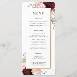 Rich Red Burgundy Blush Pink Floral Menu Casamento