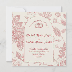 Rich Red French Floral Toile Floral Floral