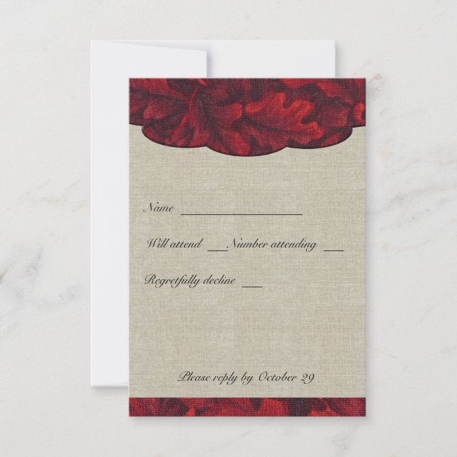 Rich Red Tecido deixa e linen rsvp com envelopes (Frente)
