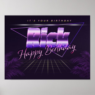 Rick Nome Sobrenome lilás pôster retrô aniversário