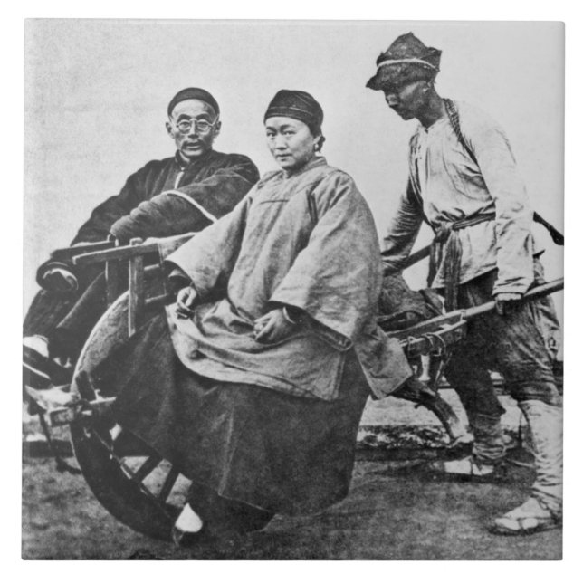 Rickshaw chinês, c.1870 (foto de b/w) (Frente)
