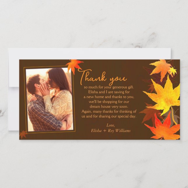 Rico Autumn Maple Weding Obrigado Cartão com fotos (Frente)