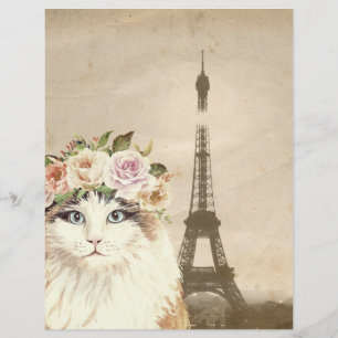 Rico Cat & Eiffel Tower Scrapbook Paper