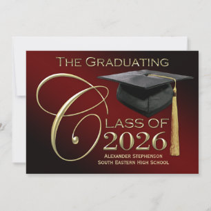 Rico Classe de Anúncio de Graduação Maroon 2025