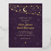 Rico de Casamento Celestial Dourado Roxo Profundo
