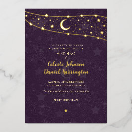 Rico de Casamento Celestial Dourado Roxo Profundo