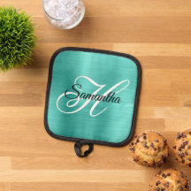 Rico de folha de cor turquesa Monograma