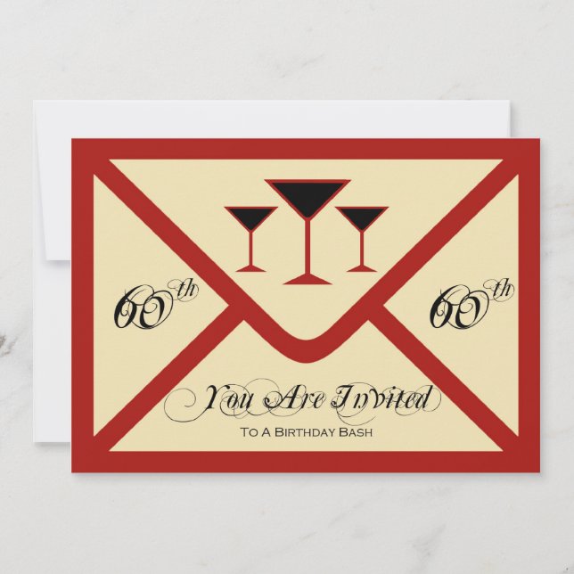 Rico e diversão 60º Convite de aniversário (Frente)