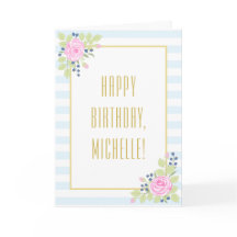 Rico Feliz Aniversário Rosas Blueberry Cartão de S