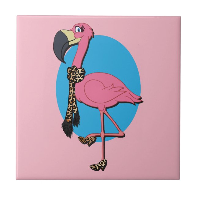 Rico Flamingo Cerâmica Azulejo (Frente)