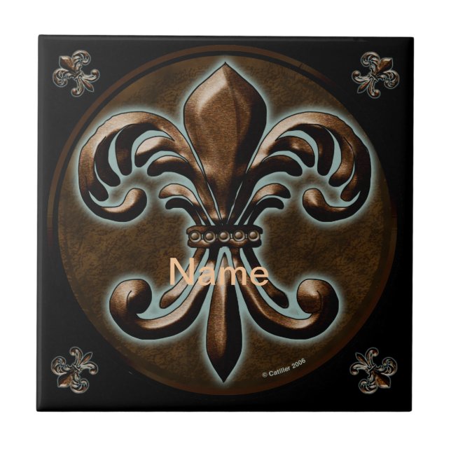 Rico Fleur De Lis — azulejo de nome personalizado (Frente)