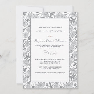 Rico Floral Convite De Casamento Platinum