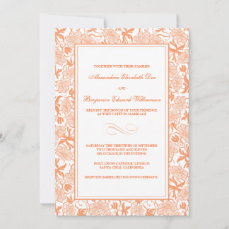 Rico Floral Tangerine Convite Para Casamento