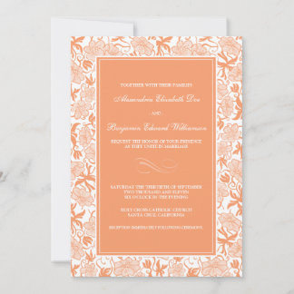 Rico Floral Tangerine Convite Para Casamento