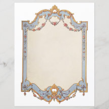 Rico francês Vintage Frame Blue Dourado Scroll Ros