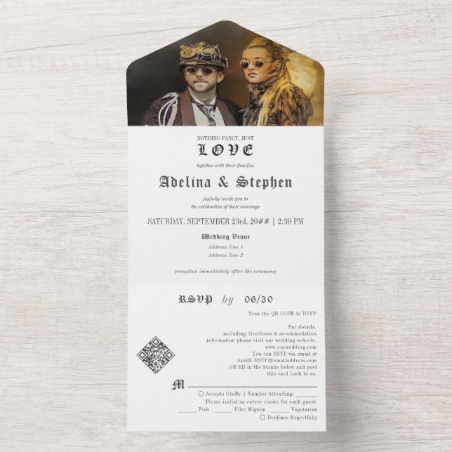 Rico Gótico Nada Adoro Casamento de Código QR (Inside)