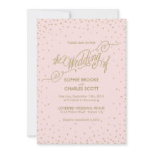 Rico Rosa e Dourado Estrelas Convite para Casament