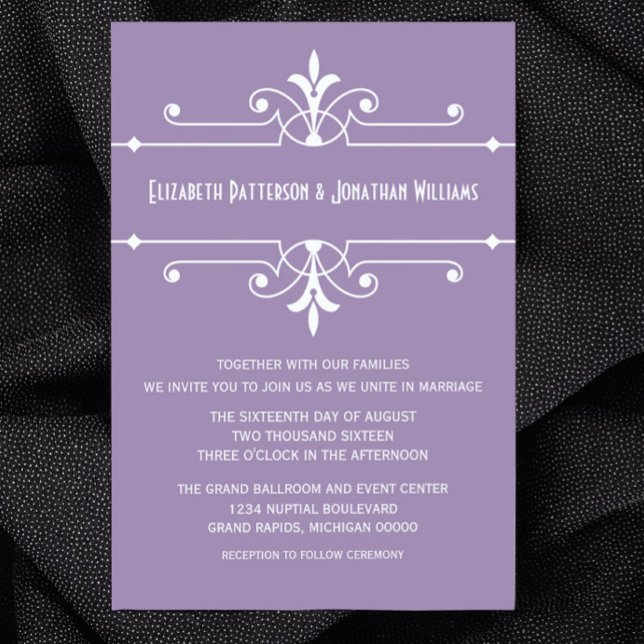 Rico roxo Convite de casamento ornamentais (Purple Fancy Ornamental Wedding Invitation)