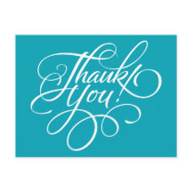 Rico Script Aqua Blue Cartões de agradecimentos