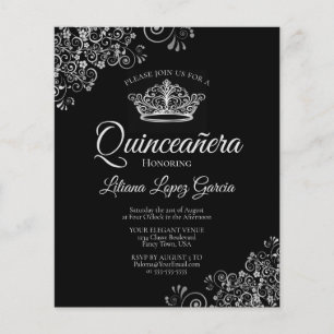Rico Silver & Black BUDGET Quinceañera Convite