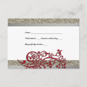 Rico Silver Red Glitter Snowflakes RSVP