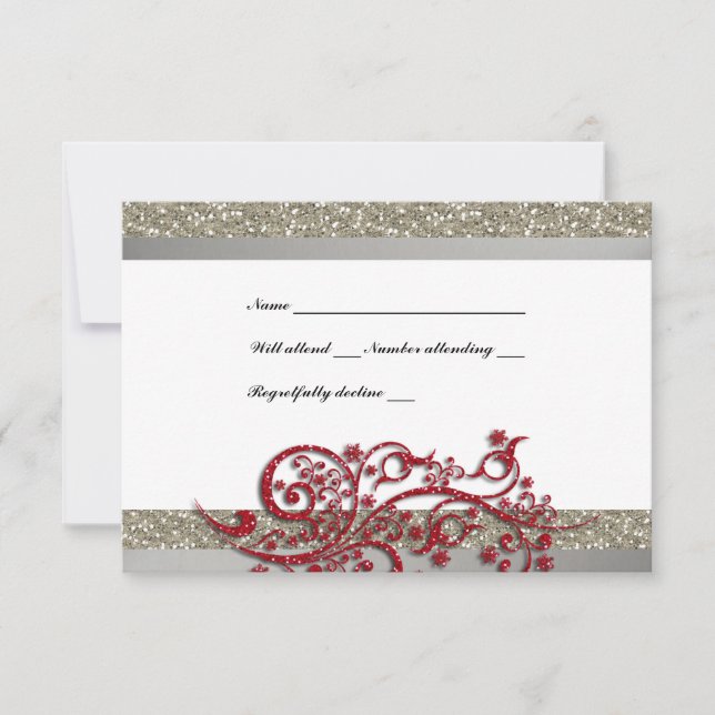 Rico Silver Red Glitter Snowflakes RSVP (Frente)