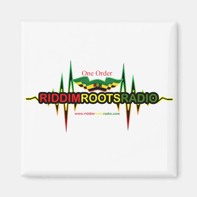 Riddim Roots Radio Square Imã de geladeira (Frente)
