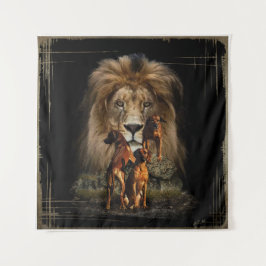 Ridgeback rodesiano com tapeçaria de leão