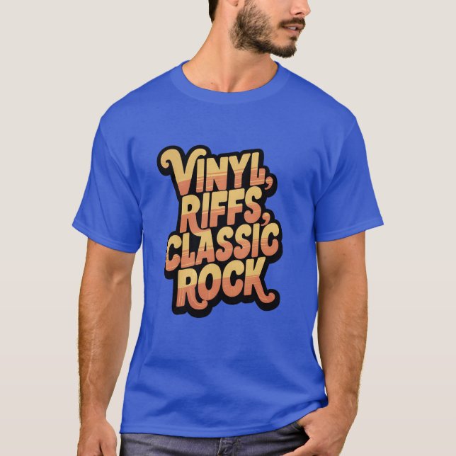 Riffs de Vinil Rock Clássico Camisa de menino retr (Frente)