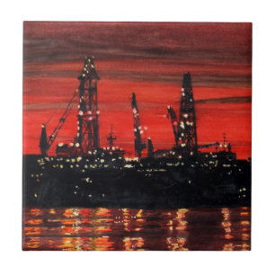 Riges de petróleo à noite