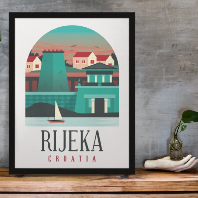 Rijeka Croácia Vintage Poster mínima (Rijeka Croatia Vintage Travel Poster)