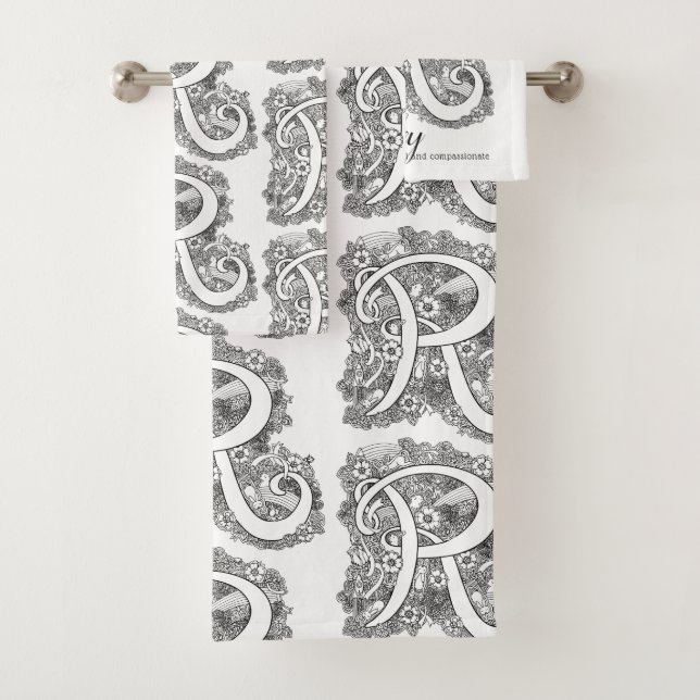 Riley doodle art letter R name significa toalhas (Insitu)