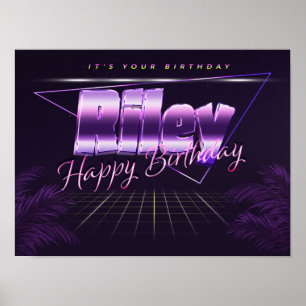 Riley Name Vorname lila retro Poster Geburtstag