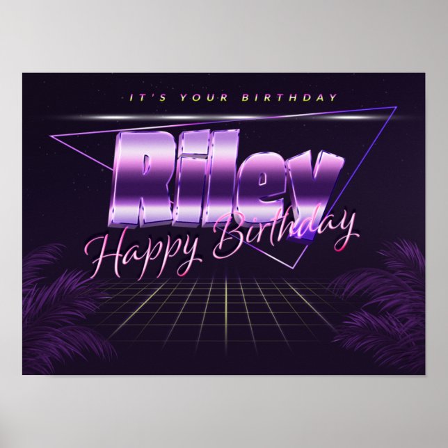 Riley Name Vorname lila retro Poster Geburtstag (Frente)