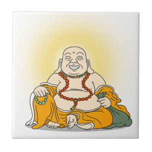 Rindo do azulejo cerâmico Maitreya Buddha