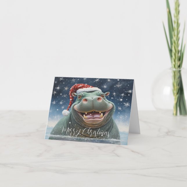Rindo do cartão de Natal Hippo (Frente)