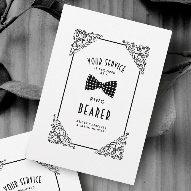 Ring Bearer Funny BW Arco Tie Vintage Flourar (Criador carregado)