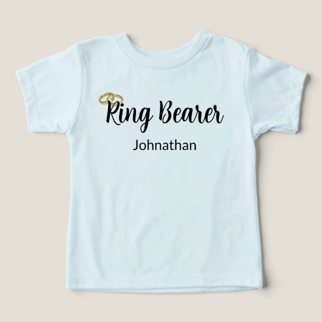 Ringbearer Script Dourado Casamento Anéis Nome do  (Design frontal)