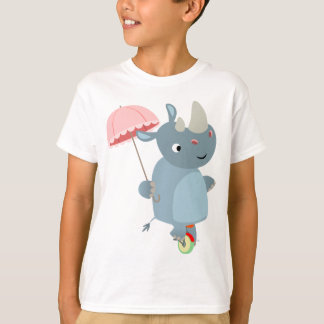 Rino com guarda-chuva em camiseta infantil da Unic