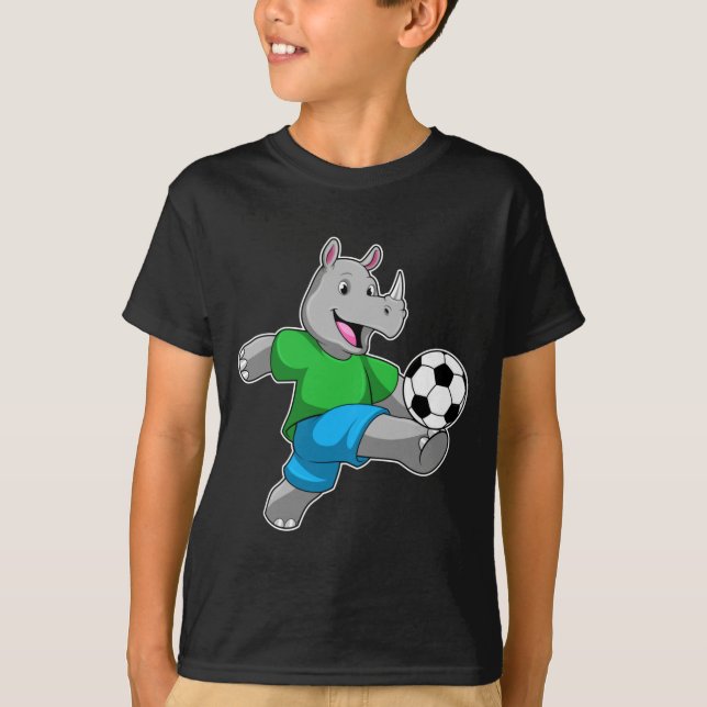 Rinoceronte como jogador de futebol com camiseta d (Frente)